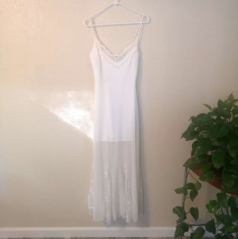 White lacy knit dress